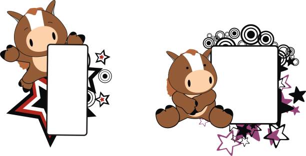 istock cute little baby horse cartoon copy space set 985183962