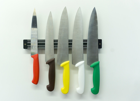 colour coded knifes kitchen appliances