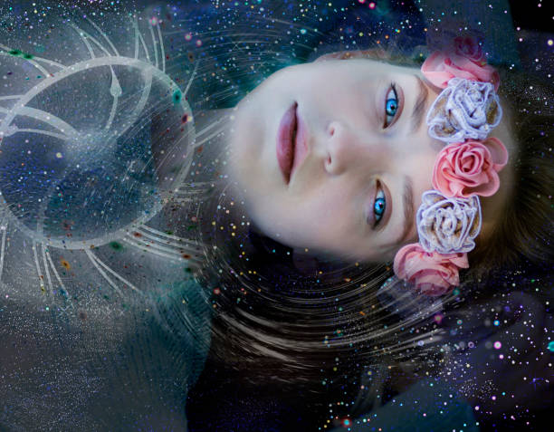 The magic fairy flies in space