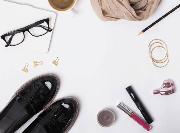 istock Feminine accessories on the white background 985189034