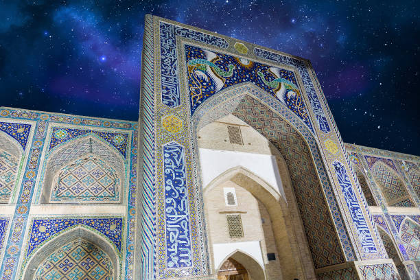 istock Nadir Divan-begi Madrasah in starry sky night shoot. 985239130