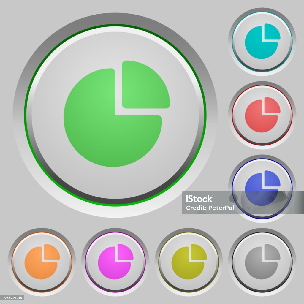 Pie Chart Push Buttons Stock Illustration - Download Image Now ...
