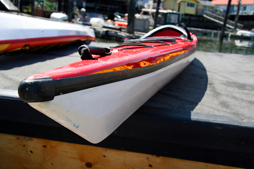 A kayak on the shore in Vancouver.