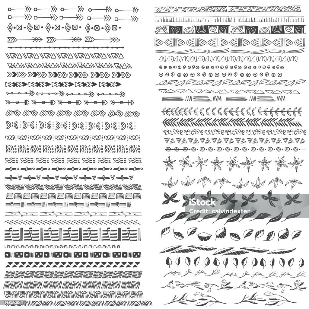 Hand drawn dividers Vector illustration of a set of hand drawn dividers Drawing Compass stock vector