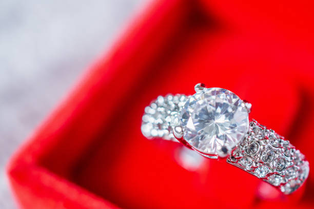 istock engagement wedding diamond ring in red jewelry gift box 985346984