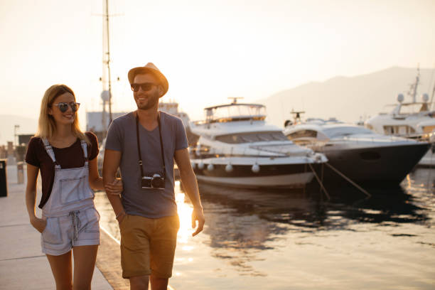 istock Couple at yacht port 985354828