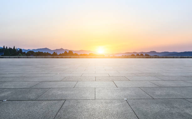 istock square floor and hill silhouette at dusk 985364722