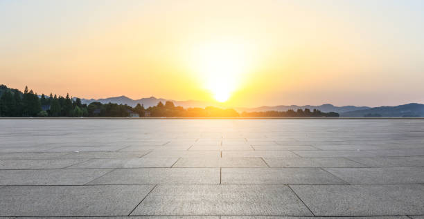 istock square floor and hill silhouette at dusk 985367696