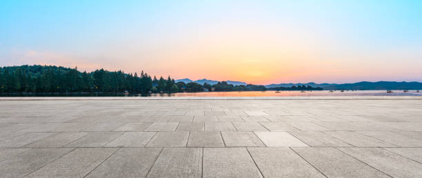 istock square floor and hill silhouette at dusk 985367932