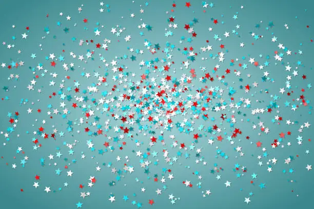 Vector illustration of Star shape confetti on blue background