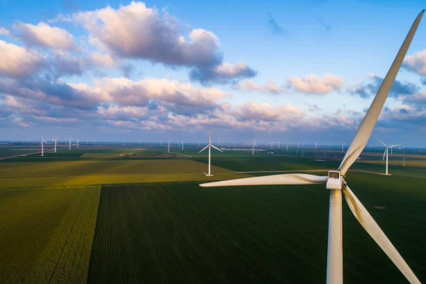 istock Aerial View behind wind turbine at Texas Wind Farm 985387812