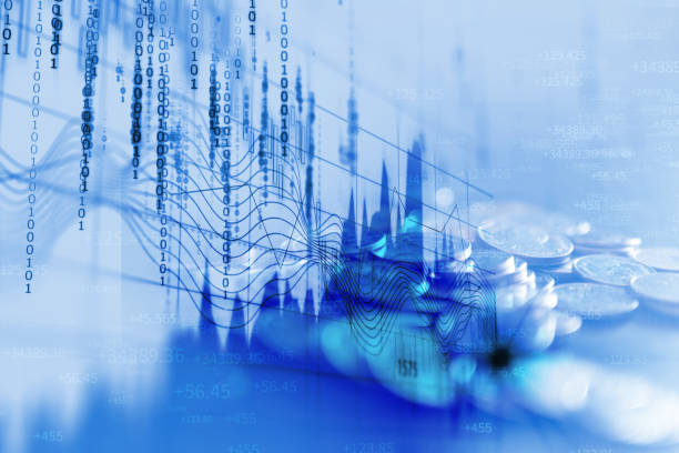 istock double exposure image of stock market investment graph and coins stack. 985400034