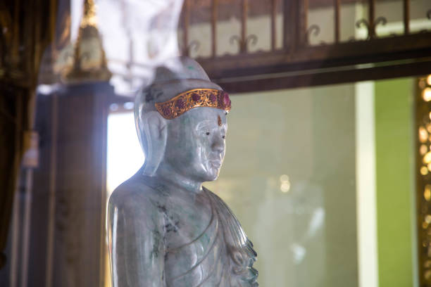 The Jade Buddha on display at the Shwedagon Pagoda complex in Yangon.