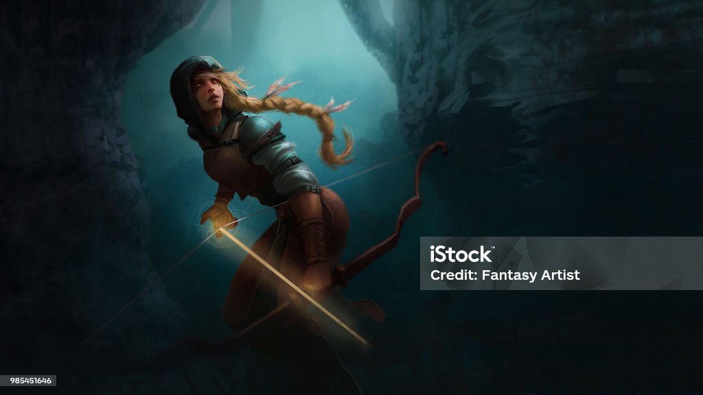 Fantasy Art - Character Portrait - Ranger Character Art for your board game, RPG, card game, splash page or kickstarter pitch Fantasy stock illustration