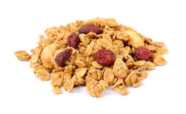 istock Breakfast of cornflakes with berries on white background 985455196