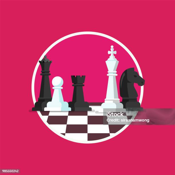 Business Strategy With Chess Figures On A Chess Board Stock Illustration - Download Image Now