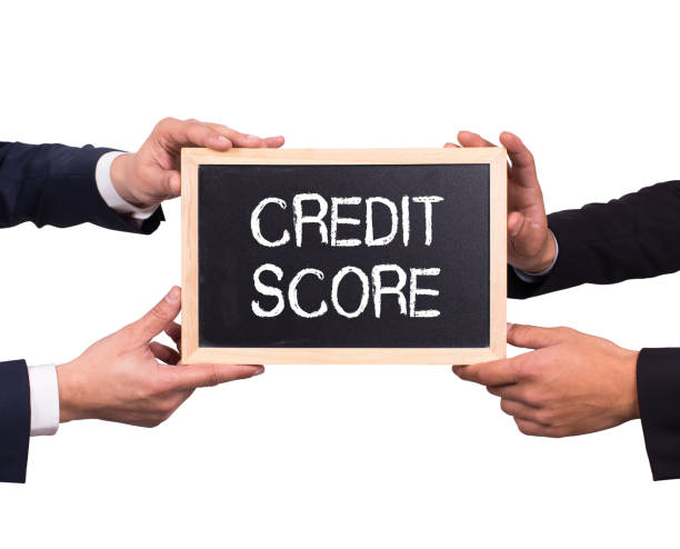 istock Two man holding mini blackboard with CREDIT
SCORE message 985550406
