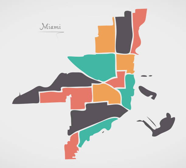 istock Miami Florida Map with neighborhoods and modern round shapes 985559514