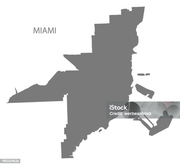 Miami Texture Map Miami Florida City Map Grey Illustration Silhouette Shape Stock ...