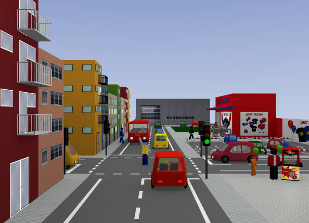 istock City view with traffic situation: Traffic control by a policeman. 985560222