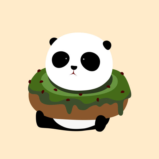 こぱんだ(*´∇｀*) Vector Illustration A Cute Cartoon Giant Panda Is Sitting On The