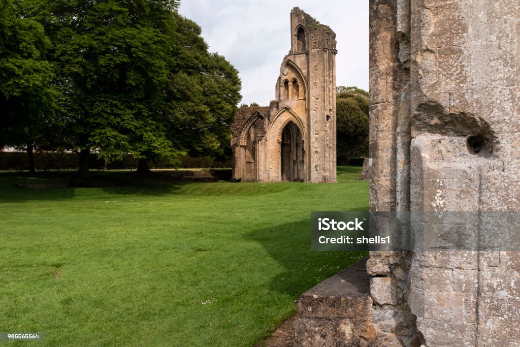 Glastonbury Abbey Beautiful abbey ruins and gardens, Glastonbury, Somerset, Uk Architecture Stock Photo