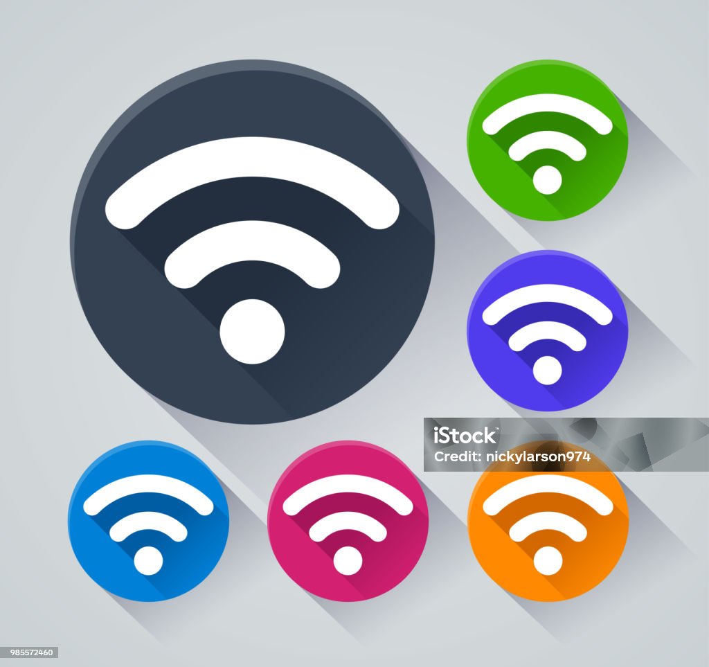 icônes de cercle WiFi avec shadow - clipart vectoriel de Communication sans fil libre de droits