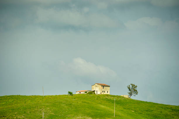 plowed fields and spring meadows landscapes in Val D'Agri, Basilicata