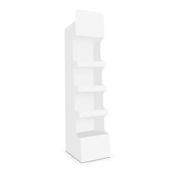 Vector illustration of Cardboard display stand with 4 shelf