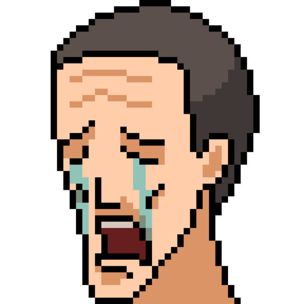 ilustrações de stock, clip art, desenhos animados e ícones de vector pixel art isolated cartoon - reconciliation sadness depression human face