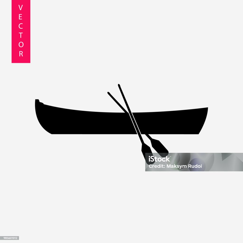 Bateau avec icône avirons - clipart vectoriel de Canoë libre de droits