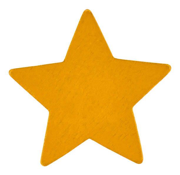 istock Golden wooden star five pointed, texture isolated on white 985606484