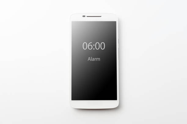 White smartphone on white background with Clipping path at the screen