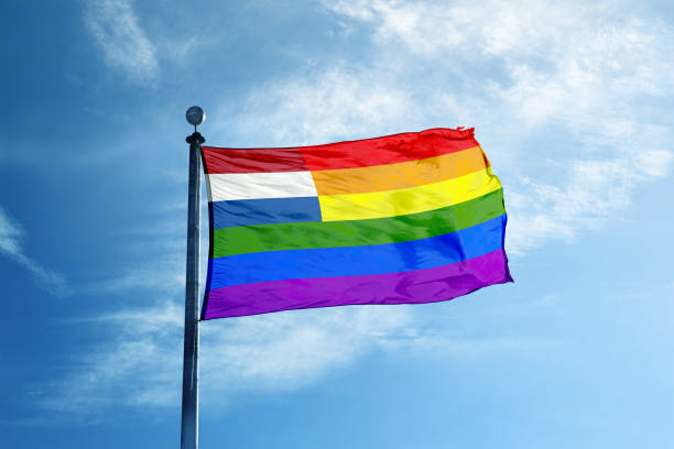 istock Netherland Rainbow flag on the mast 985610566