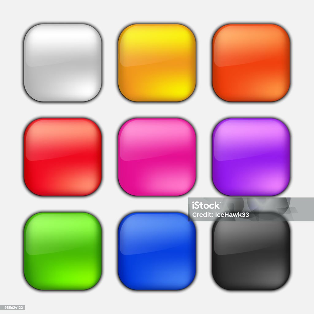 Button Color Square Square Button Set Stock Illustration - Download Image Now - Backgrounds ...