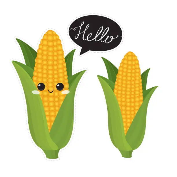 Vector illustration of corn characters