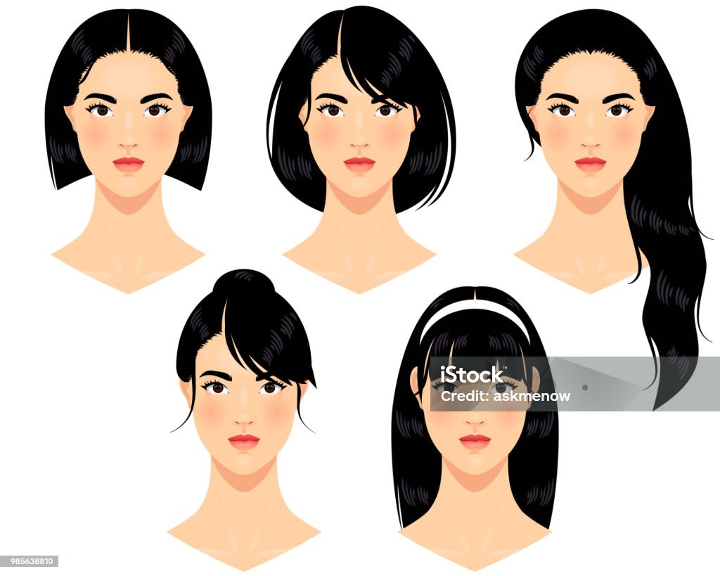 Asian Women Stock Illustration - Download Image Now - Hairstyle, Women,  Black Hair - iStock