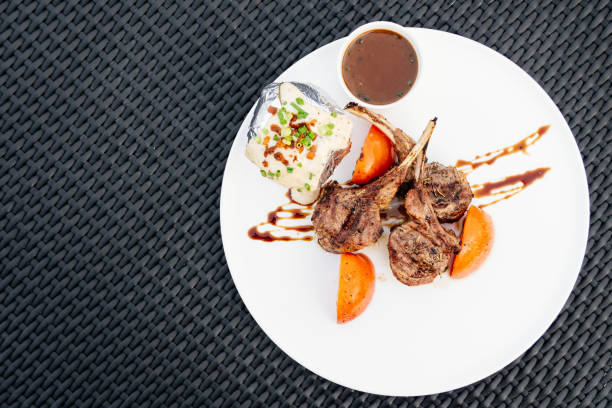 Grilled lamb on the plate ready to eat