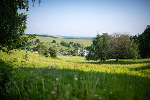 Thuringia, Germany: View of a village in a valley \