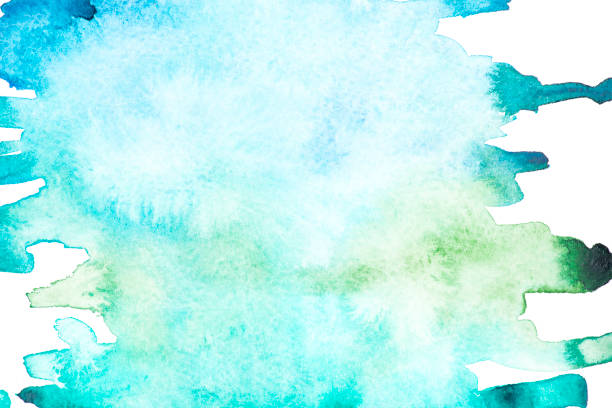 istock Abstract painting with blue and green paint strokes on white 985662052