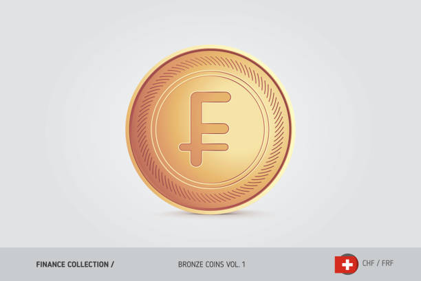 istock Bronze coin. Realistic bronze Swiss Franc coin. Isolated object on background. Finance concept for websites, web design, mobile app, infographics. 985665210