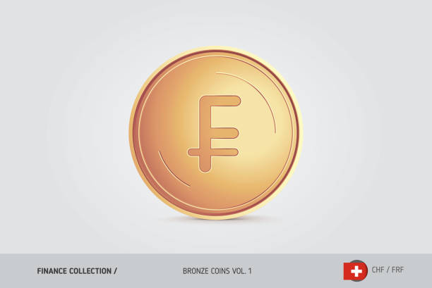 istock Bronze coin. Realistic bronze Swiss Franc coin. Isolated object on background. Finance concept for websites, web design, mobile app, infographics. 985665280