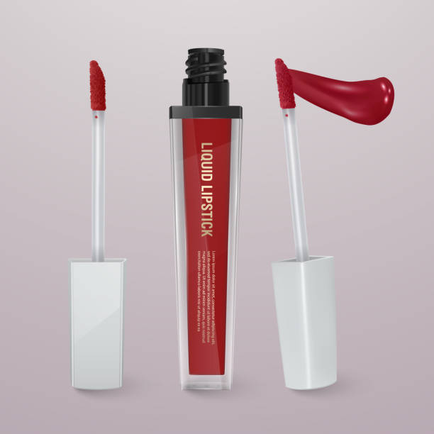 istock Realistic, red liquid lipstick with stroke of lipstick. 3d illustration, trendy cosmetic design for advertisement 985672262
