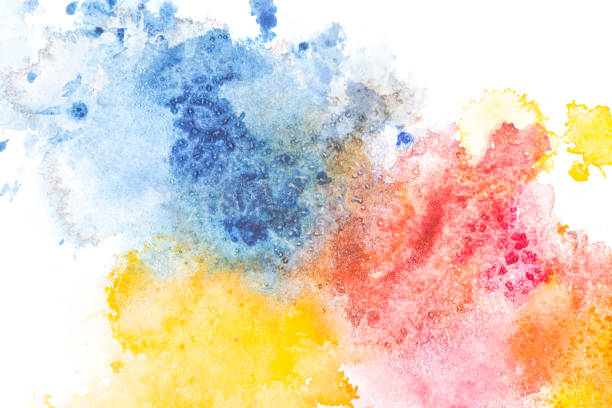 istock Abstract painting with colorful paint spots on white 985676738