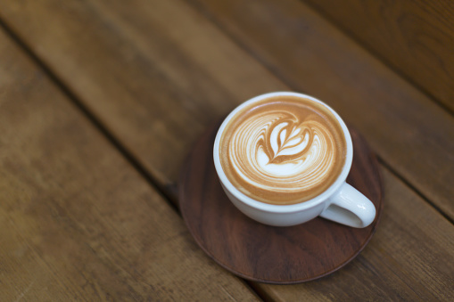 art latte coffee on glass