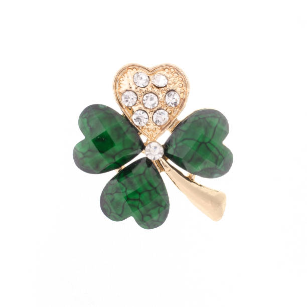 istock brooch clover with diamonds and isolated on white 985773244
