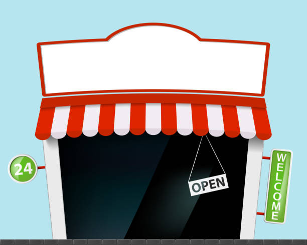 istock Facade of building shop with a signboard and a storefront. 985785588