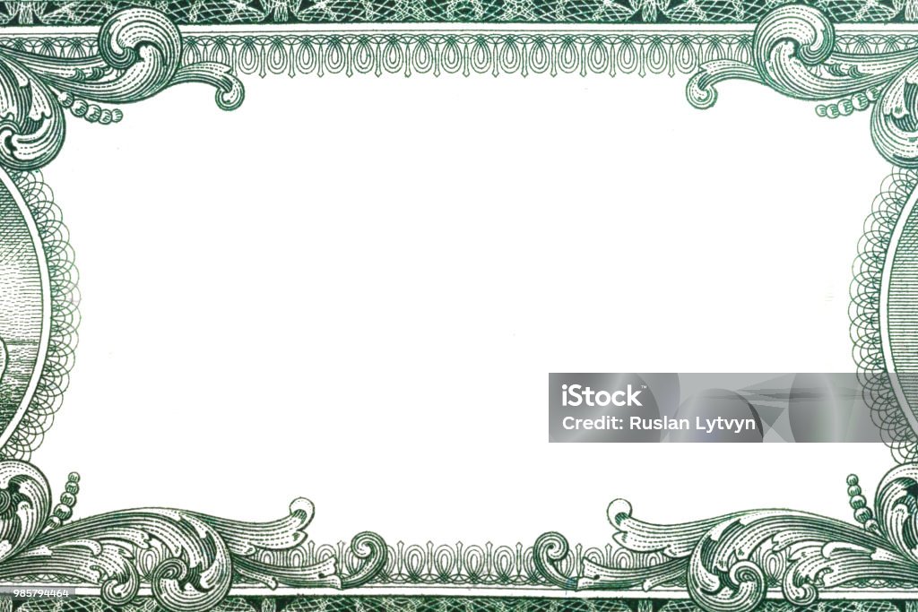 Fronteira do dólar americano com área meio vazia - Foto de stock de Moeda Corrente royalty-free