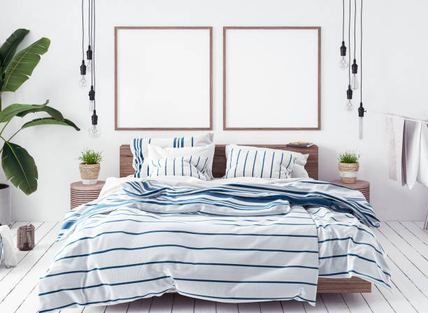istock Posters mock-up in new Scandinavian bedroom 985800476