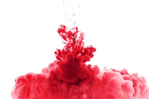 red paint splash in water, isolated on white